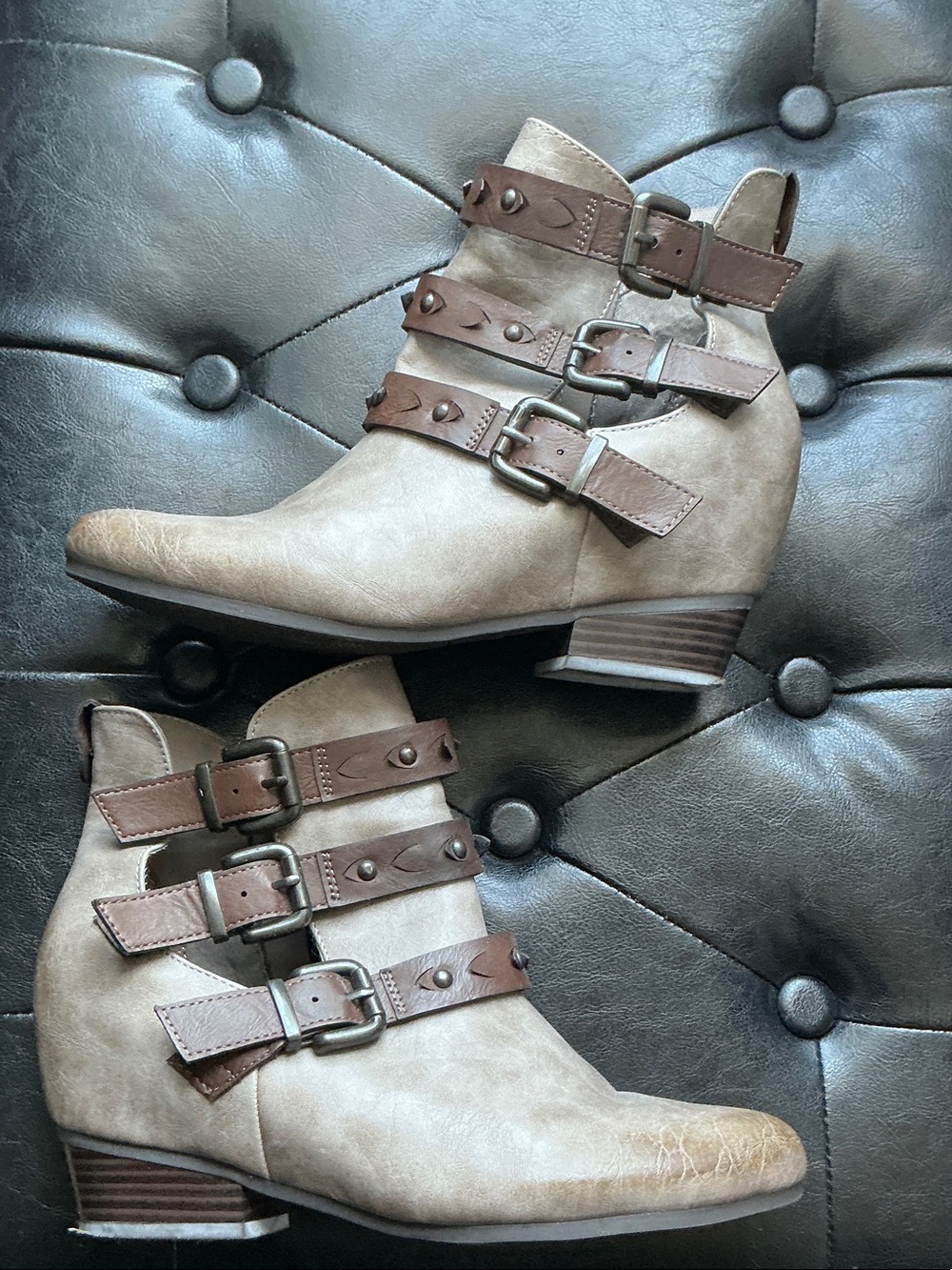 Sonoma Good for Life Gray Distressed Look Open Side, Zip Close Ankle Boots 9.5M